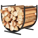 Outsunny Firewood Rack Outdoor, 17 Inch Heavy Duty Log Holder for Indoor Fireplace Storage, Outdoor Curved Fire Wood Organizer