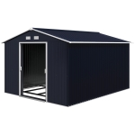 Outsunny 11' x 9' Metal Storage Shed Garden Tool House with Double Sliding Doors, 4 Air Vents for Backyard, Patio, Lawn Dark Grey