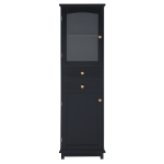 Tall Bathroom Storage Cabinet with Glass Doors, Free-Standing Design, Adjustable Shelves for Stylish Organization, 18" L x 14" W x 63" H, Black