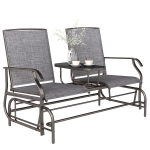 Outsunny Patio Glider Rocking Chair 2 Person Outdoor Loveseat Rocker Garden Furniture Bench, Grey
