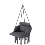 Outsunny Hammock Swing Chair, Macrame Hanging Chair with Large Cushion, Chain, Steel Frame for Indoor Outdoor Use, Dark Gray