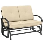 Outsunny Outdoor Glider Bench, 2-Person Patio Rocker Loveseat with Tufted Cushions, Steel Frame for Porch, Garden Backyard, Beige