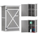 Outsunny 29.9"x21.7"x45.3" Garden Storage Shed with Asphalt Roof, Outdoor Storage Cabinet w/ Shelves, Grey