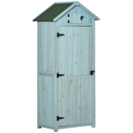 Outsunny 30" x 21" x 71" Garden Storage Shed, Outdoor Tool Utility Storage House  with 3 Tier Shelves and Roof, Blue