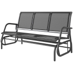 Outsunny 3-Person Outdoor Patio Glider Bench, Porch Glider Swing with 3 Seats, Breathable Mesh Fabric, Metal Frame, Black