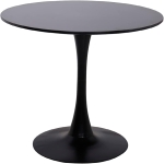 Modern Round Dining Table with Strong Metal Base, Kitchen Dining Room Furniture, Easy to Assemble and Clean, 31.5″ L x 31.5″ W x 29″ H, Black