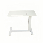 Overbed Bedside Desk with Tilting Tray, Mobile Rolling Laptop Stand, Height Adjustable Table with Wheels, 31.5″ L x 16″ W x 38″ H, White