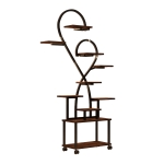 Heart-Shaped Indoor Plant Stand with Grow Lights, S-Shaped Rack for Home and Patio, 35.5″ L x 10″ W x 65″ H, Black+Dark Walnut