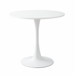 Modern Round Dining Table with MDF Top and Steel Base, Modern Aesthetic, Easy to Clean and Assemble, 23.5" L x 23.5" W x 29" H, White