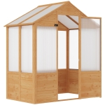 Outsunny 6' x 4' x 7' Polycarbonate Greenhouse, Walk-in Hot House Kit, Hobby Greenhouse with Lockable Door, Level 5 Wind Resistant Wooden Frame, Natural Wood