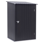 Outsunny 3.3' x 3.4' Lean-to Garden Storage Shed, Small Outdoor Galvanized Steel Tool House with Lockable Door for Patio, Backyard, Lawn, Dark Gray