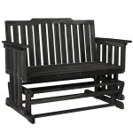 Outsunny 2-Person Patio Swing Glider Bench with Quick Drying Design and Wide Armrest, Wood Rocking Chair Loveseat for Backyard Garden Porch, Black