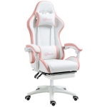 Vinsetto Computer Gaming Chair, PU Leather Office Desk Chair with Footrest, Swivel Wheels, 135° Reclining Back, White
