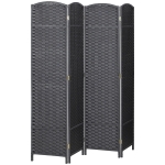 HOMCOM Folding Room Divider Screen 4 Panel 5.6 ' Tall Privacy Screen Freestanding Room Partition for Home Office, Charcoal Gray
