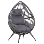 Outsunny Outdoor/Indoor Rattan Chair with Soft Cushion, Wicker Egg Lounge Chair for Backyard Garden Balcony Lawn, Grey