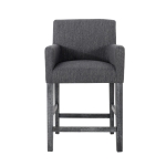 Contemporary Upholstered Counter Stool with Rubberwood Frame, Easy Assembly with Included Tools, 24" L x 23" W x 39.5" H, Charcoal Gray