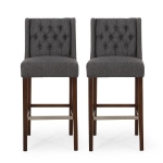 2 Sets of Modern Minimalist Bar Stool with Commercial Grade, Seat with Metal Legs and High-Density Fabric Seat, 19" L x 23.5" W x 44.5" H, Gray