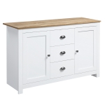 HOMCOM Kitchen Sideboard with Adjustable Shelves, Dining Buffet Cabinet with 3 Storage Drawers, White
