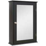 kleankin Bathroom Mirror Cabinet, Wall Mounted Medicine Cabinet with Door and Shelves, Black