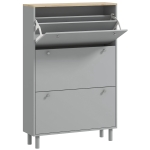 HOMCOM Entryway Shoe Storage Small Modern Flip-Flop Shoe Cabinet with 3 Flip Drawers Adjustable Shelves for 24 Pairs of Shoes, Grey