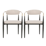 Set of 2 Modern Dining Chairs with Iron Frame and Gold Accent, Dining Seats for Ultimate Comfort and Style, 23" L x 22" W x 31.5" H, Beige