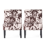 Contemporary Accent Chair with Rubberwood Tapered Legs, Upholstered Seating for Living Room, 22.5'' L x 29.5'' W x 32'' H, Brown+White