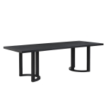 Modern Dining Table with Rectangular Surface and U-Shaped Trestle Base, Family Table Seats Up to 8 People, 95" L x 39" W x 30" H, Black