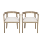 Set of 2 Contemporary Dining Arm Chairs with Rubberwood Frame, Chair Set Perfect for Dining Room, 22.5'' L x 22.5'' W x 27.5'' H, Beige