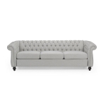 3-Seater Chesterfield Sofa with Deep Button Tufting and Scrolled Arms, Daybed Perfect for Living Room, 84.5'' L x 33.5'' W x 27'' H, Grey