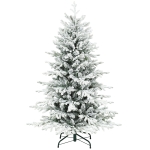 HOMCOM 5ft Artificial Flocked Christmas Tree, Full Snow Pine Tree Holiday Decor, Hinged Xmas Tree with Realistic Tips, Metal Stand, Easy Assembly