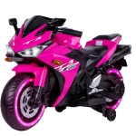 12V Kids Electric Ride-On Motorcycle with Training Wheels and Headlight, Motorbike with MP3 and Light-Up Wheels, 46" L x 20" W x 26" H, Pink