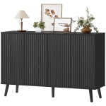 HOMCOM Buffet Cabinet with Storage, Modern Fluted Sideboard with Adjustable Shelves for Dining Room Living Room, Black