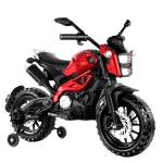 12V Electric Ride-On Motorcycle with Soft PU Seat & Training Wheels, Motorbike Perfect for Toddlers Ages 3-6, 40.5″ L x 21.5″ W x 27″ H, Red