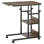HOMCOM Mobile Standing Desk, Adjustable Height 31.5 inch Stand Up Desk with Wheels for Home Office, Rustic Brown