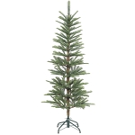 HOMCOM 5 ft Artificial Fir Pencil Christmas Tree, Hinged Xmas Tree with 316 Branch Tips and Metal Stand, Easy Assembly, Green