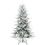 HOMCOM 6ft Artificial Flocked Christmas Tree, Full Snow Pine Tree Holiday Decor, Hinged Xmas Tree with Realistic Tips, Metal Stand, Easy Assembly