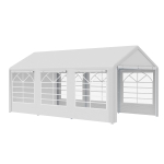 Outsunny 20’ x 10’ Heavy Duty Party Tent Outdoor Carport Canopy Shelter Gazobo with Sidewall, Zipper Door and Windows, White