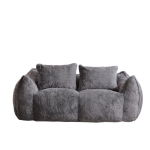 Bean Bag Sofa with High-Density Foam and Faux Fur Fabric, Compressed Sofa Oversized Fluffy Loveseat for Adults, 75" L x 42.5" W x 28.5" H, Grey