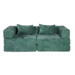 Convertible Sofa Bed Floor Sofa with Fixed-Shape Frame, Chenille Fabric Compressed Sofa for Living Room, 79" L x 39.5" W x 25" H, Dark Green