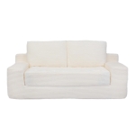 Convertible Sofa Bed Modern Loveseat with Reversible Cushion and Pillows, Compressed Sofa Corduroy Couch for Apartments, 71.5" L x 40.5" W x 25.5" H, White