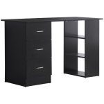 HOMCOM Computer Desk, 47" Writing Table with 3-Tier Shelves and 3 Reversible Drawers for Home Office, Bedroom, Black