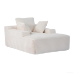 Compressed Sofa Oversized Chaise Lounge Chair with 3 Throw Pillows and Wide Armrest, Modular Sofas for Small Spaces Sleeper Sofa Daybed with Corduroy Fabric, 66'' L x 47'' W x 24'' H, White