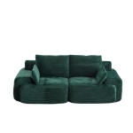 Compressed Sofa 2-Seater Modern Memory Foam Sofa with Pet-Friendly Corduroy Fabric, Two Seater Couch Sectional for Living Room, 84" L x 41" W x 28.5" H, Green