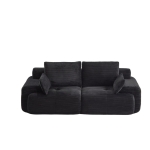 Compressed Sofa 2-Seater Modern Memory Foam Sofa with Pet-Friendly Corduroy Fabric, Two Seater Couch Sectional for Living Room, 84" L x 41" W x 28.5" H, Black