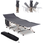Outsunny Folding Camping Cots for Adults with Carry Bag, Side Pocket, Outdoor Portable Sleeping Bed, 330 lbs. Capacity, Gray