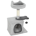 PawHut 28" Cat Tree Tower with Plush Top Bed, Cozy Condo, Sisal Scratching Post, Perch, Dangling Ball, Light Grey