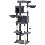 PawHut 69" Cat Tree, Multi-Level Cat Tower with 2 Condos, Plush Perch and Sisal Scratching Posts, Dark Grey