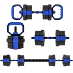 Soozier 4-in-1 Adjustable Dumbbell Set, Used as Kettlebell, Barbell, Dumbbell, Push-Up Stand, 44lbs Free Weights Set, Blue