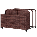 Outsunny PE Rattan Pool Float Storage Organizer with Wheels, Mixed Brown