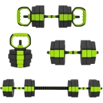 Soozier 4-in-1 Adjustable Dumbbell Set, Used as Kettlebell, Barbell, Dumbbell, Push-Up Stand, 66lbs Free Weights Set, Green